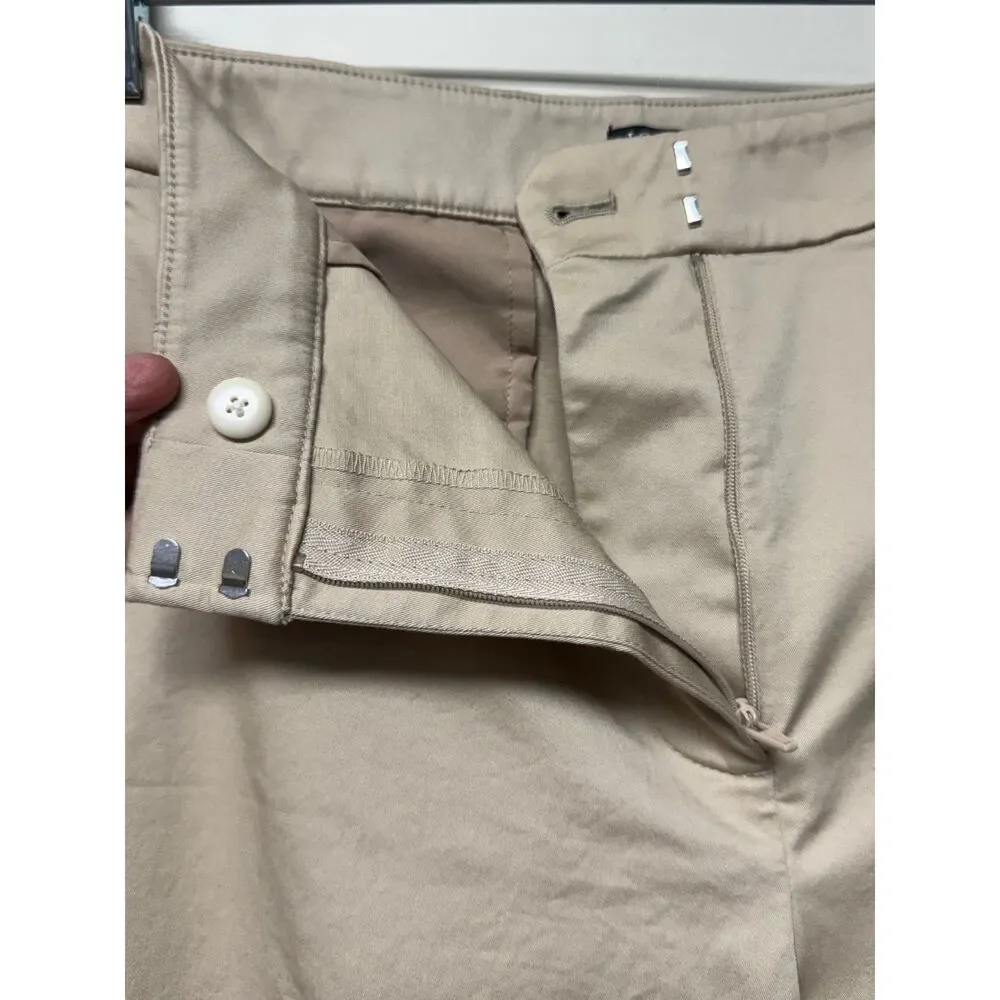 J. CREW Kate Straight Leg Pant, Tan, Cotton Blend, Flat Front, Sz 12 Tall